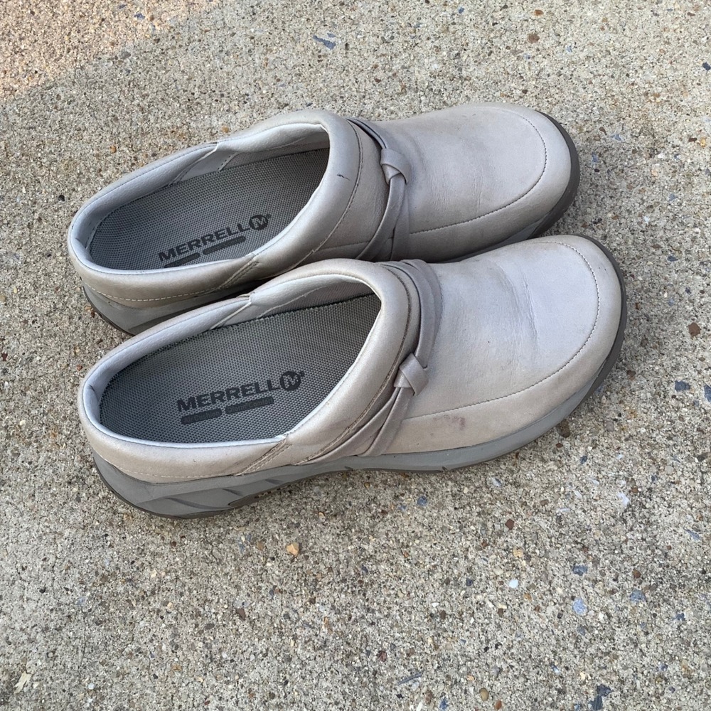 Merrell Aluminum Leather Clogs Womens 7.5 Slip On Performance Shoes J61942 Gray - Picture 9 of 12
